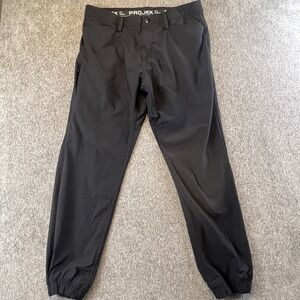 Projek Raw Mens 34 Slim Fit Stretch Pants Black Tapered Tech City Urban Life